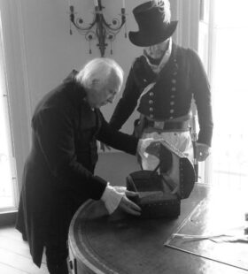 President Madison signs Treaty of Ghent while the Octagon served as the temporary White House after the burning of Washington. (Reenactment, Feb. 2015)